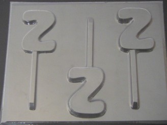 8012 Number Two 2 Chocolate or Hard Candy Lollipop Mold